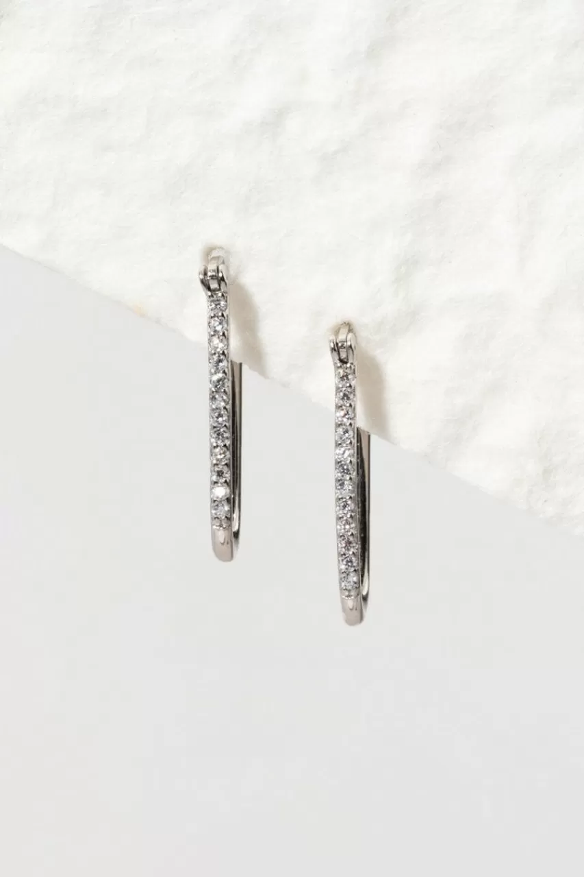 Francesca's Llaria Sterling Pave Cz Oblong Hoop Earrings