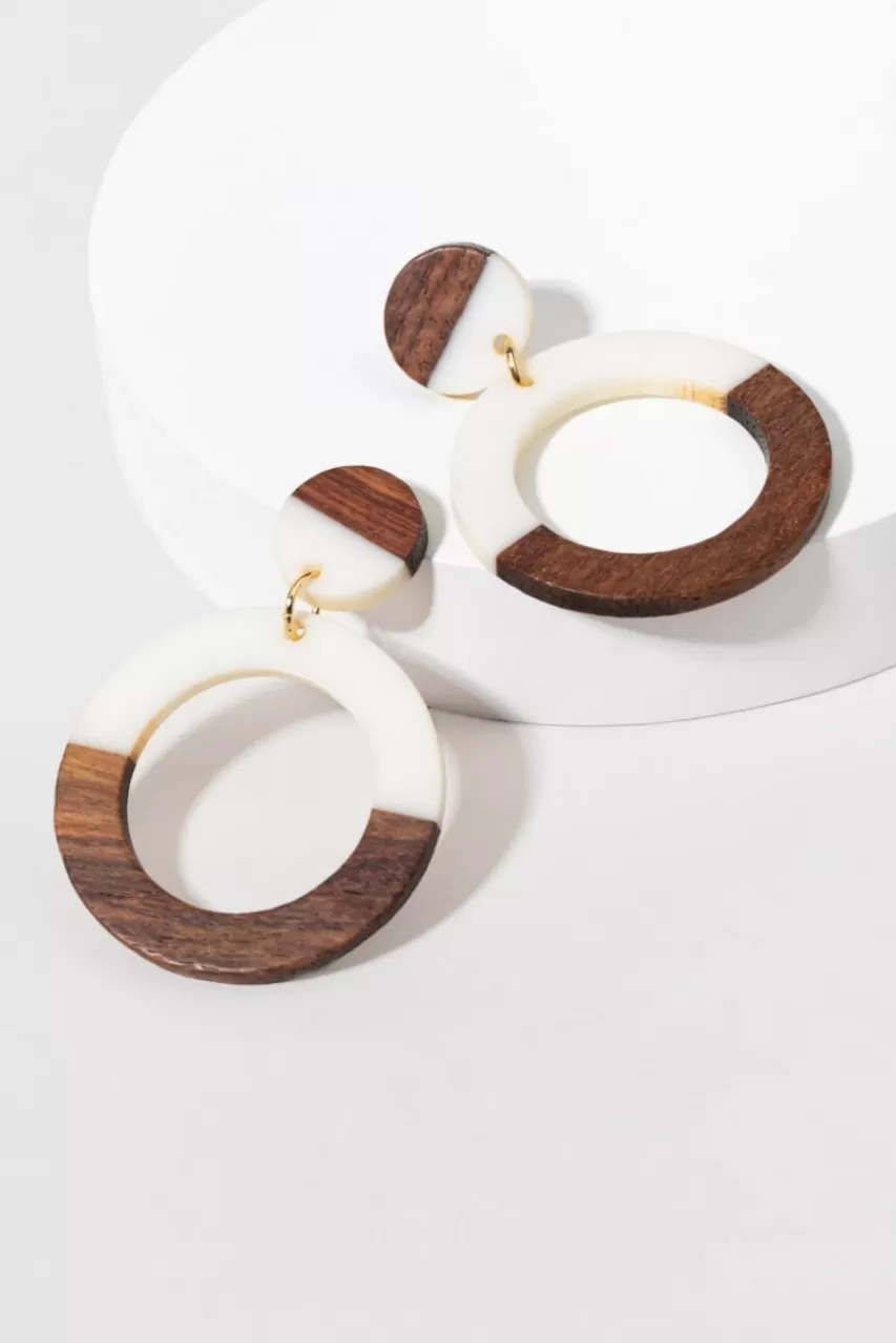 Francesca's Lola Wood And Resin Circle Earrings