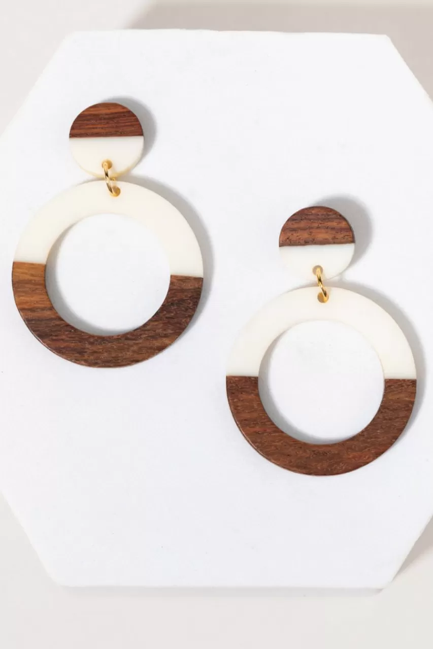 Francesca's Lola Wood And Resin Circle Earrings