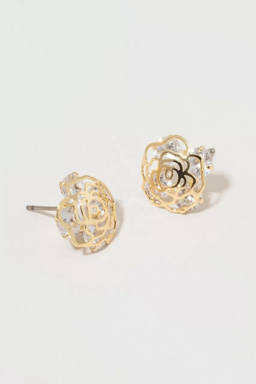 Francesca's Loren Golden Rose Earrings