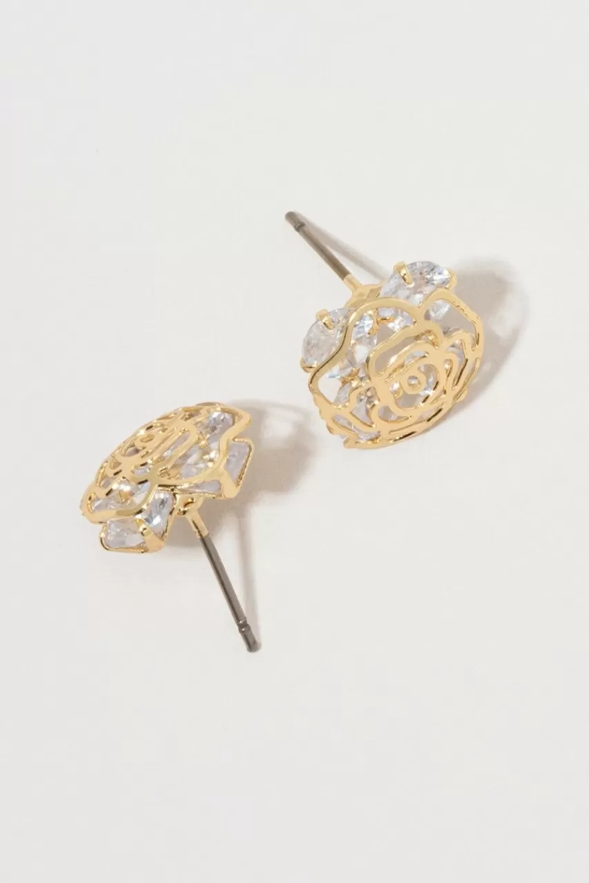 Francesca's Loren Golden Rose Earrings