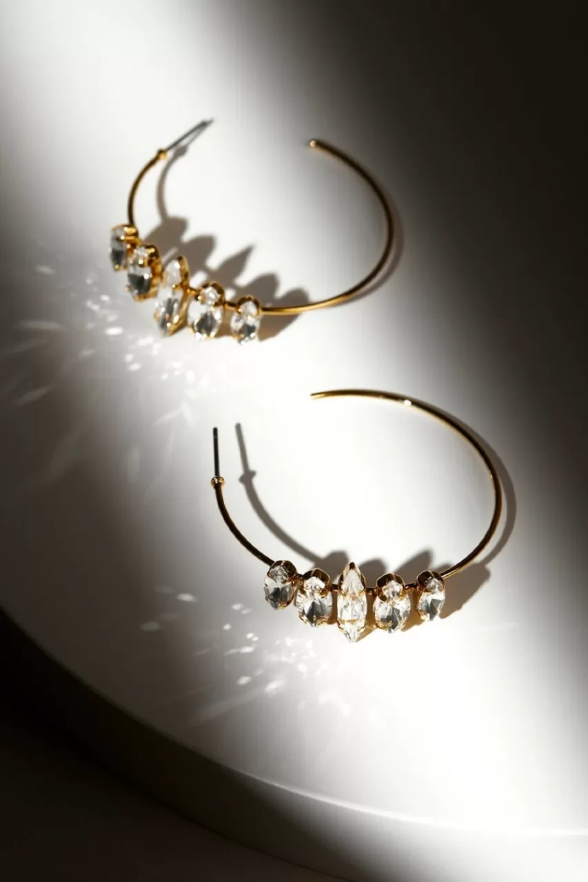 Francesca's Luxe 14K Gold Plated Marquise Cz Hoop Earrings