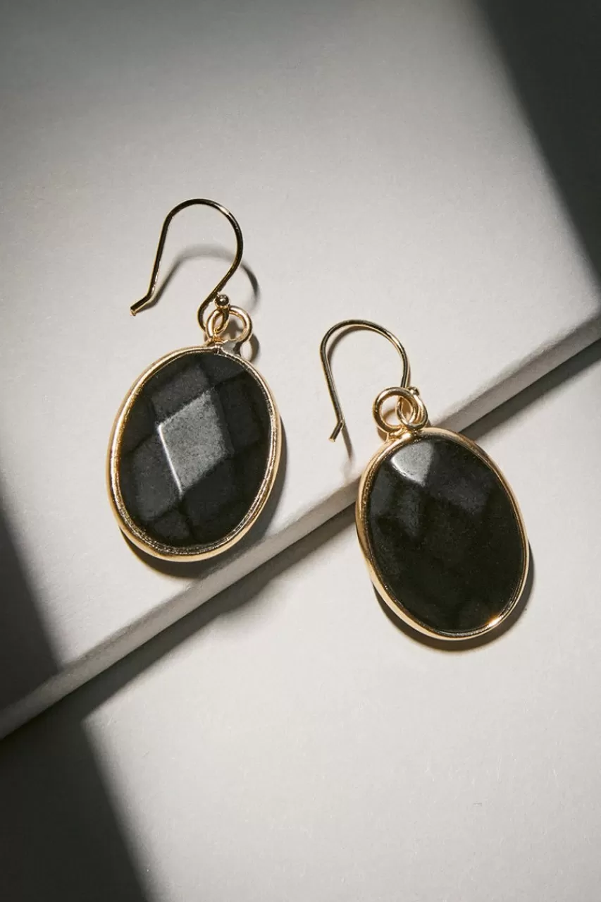 Francesca's Luxe 14K Gold Plated Onyx Drop Earrings