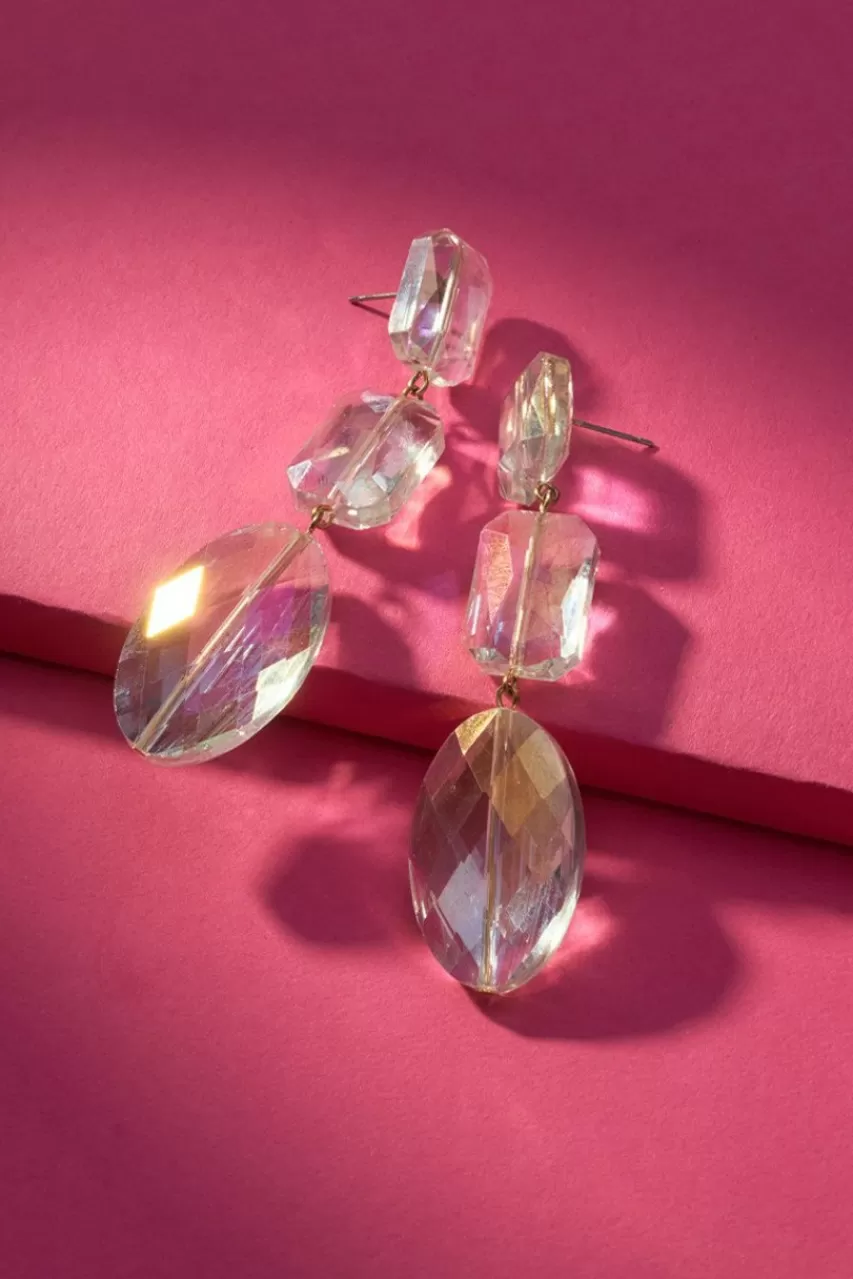 Francesca's Luxe Faceted Crystal Drop Earrings