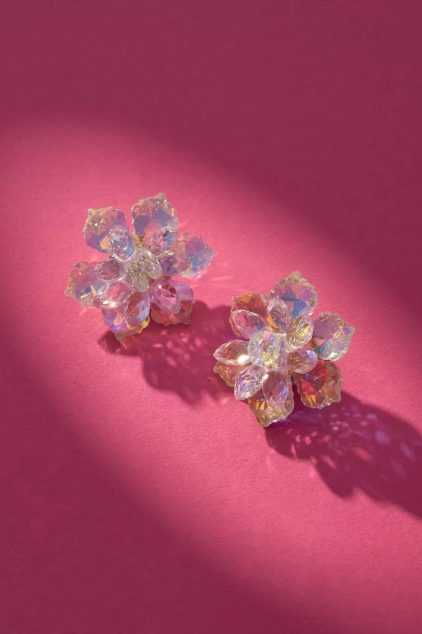 Francesca's Luxe Large Crystal Flower Stud Earrings