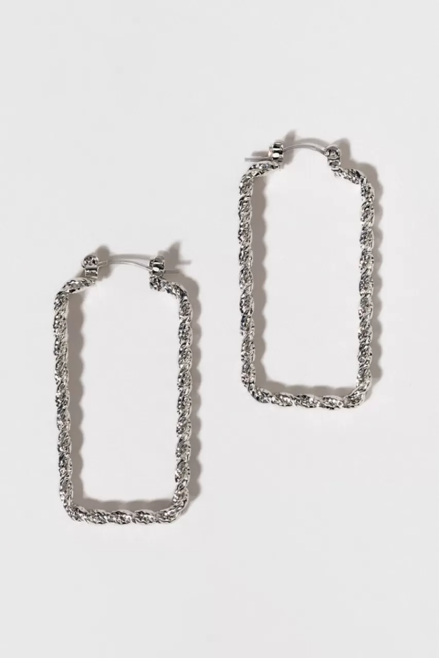 Francesca's Lydia Textured Twist Rectangle Hoop Earrings