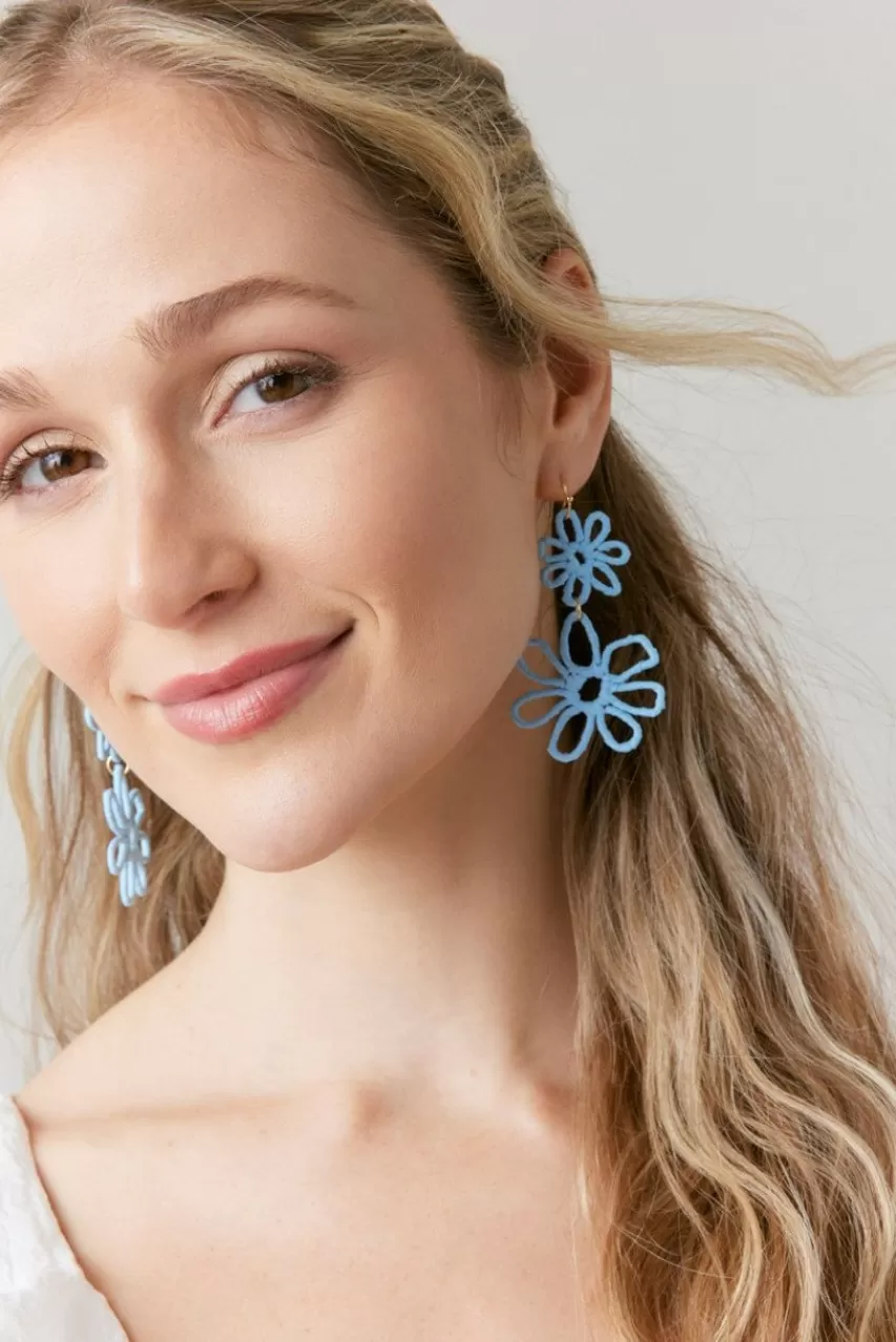 Francesca's Lynda Raffia Wrap Floral Drop Earrings