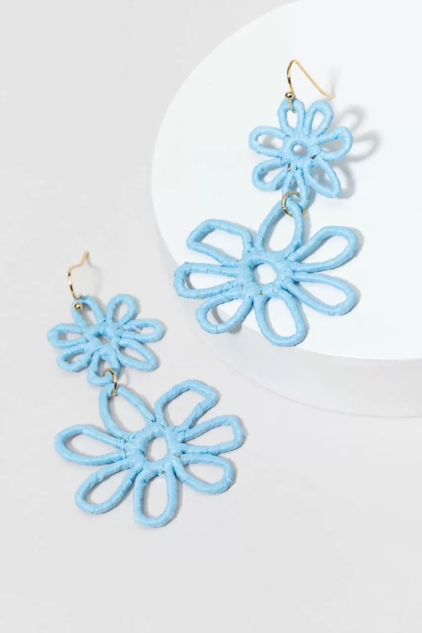 Francesca's Lynda Raffia Wrap Floral Drop Earrings