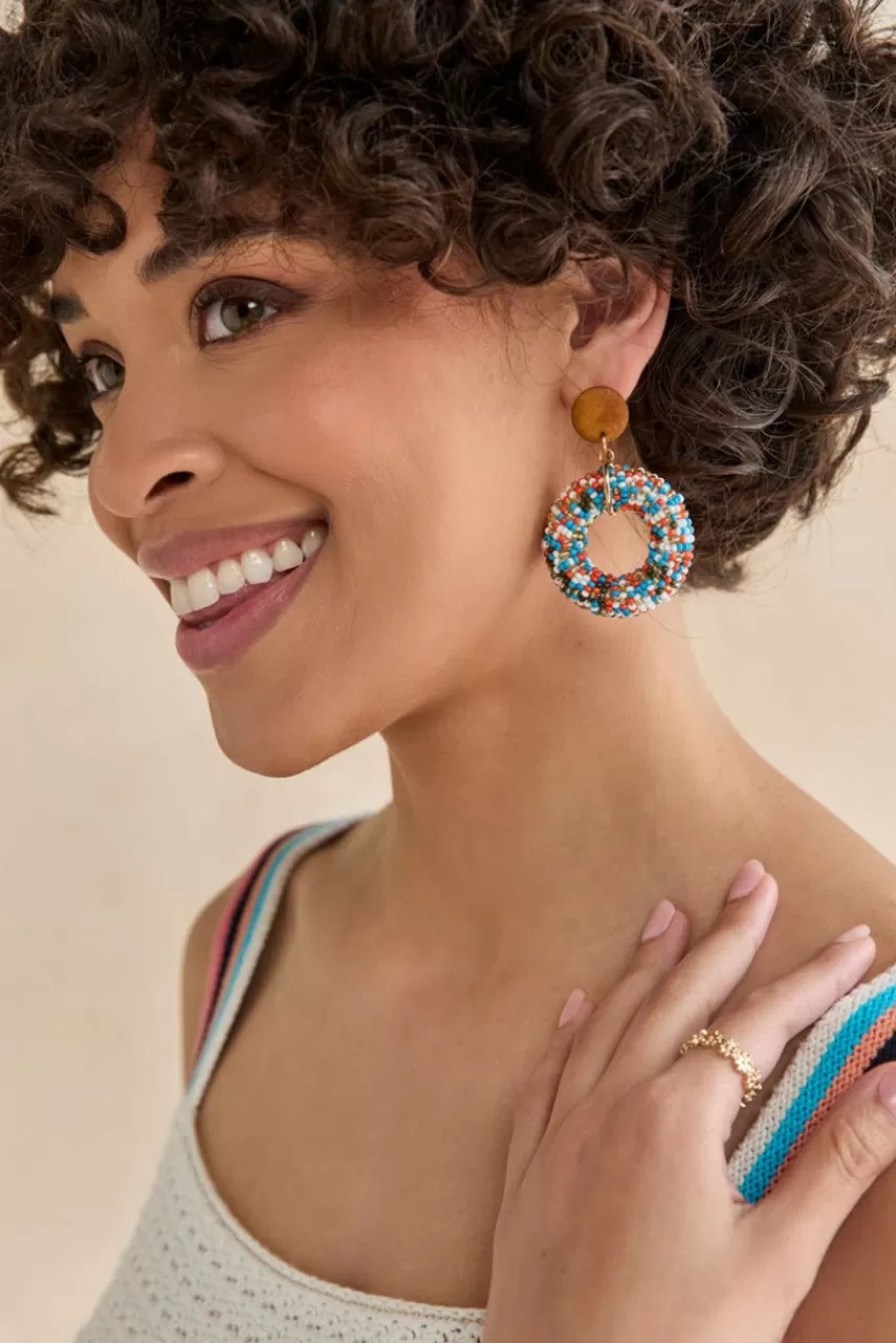 Francesca's Mabel Beaded Circle Drop Earrings