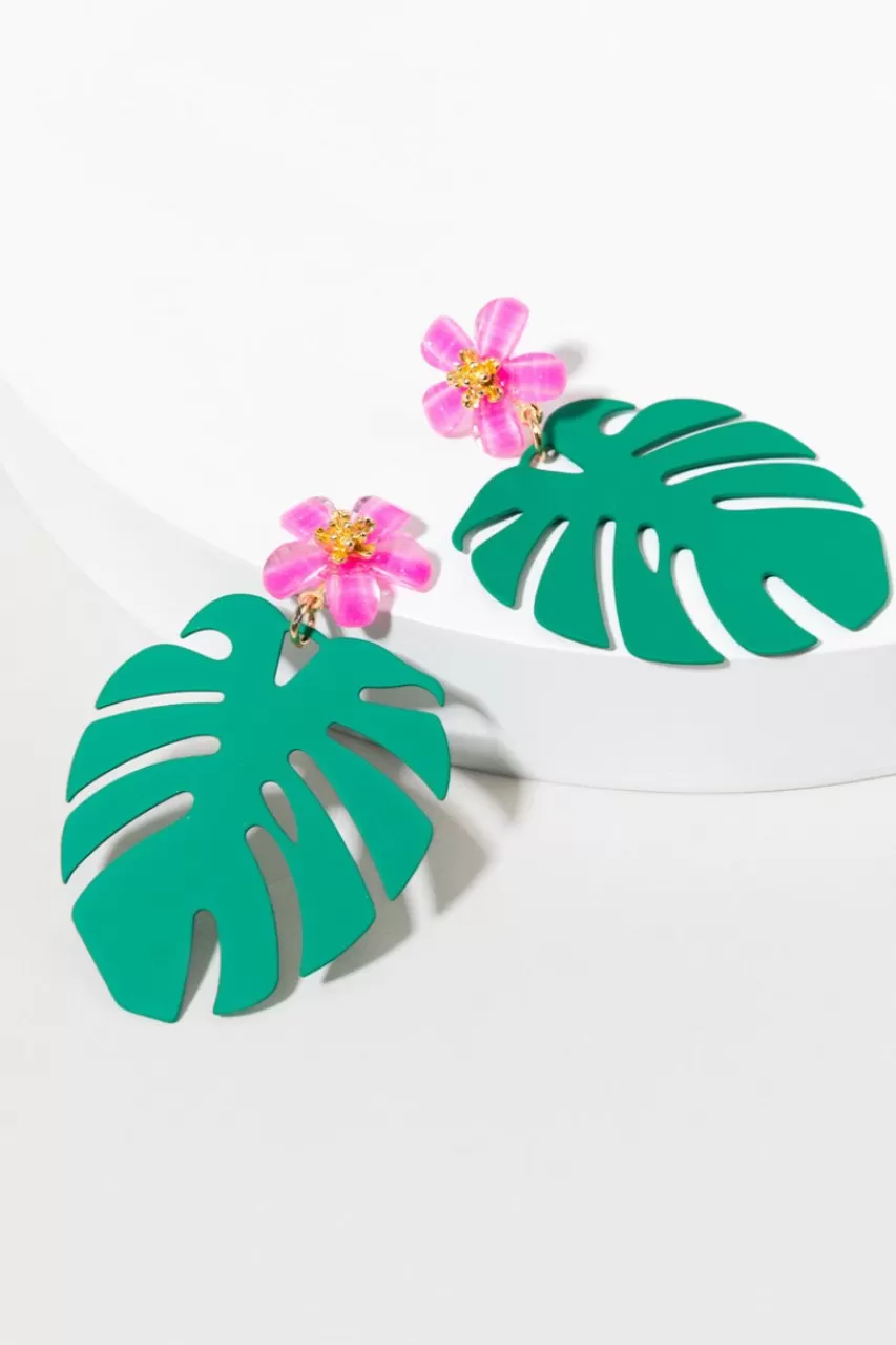 Francesca's Madeline Monstera Leaf Earrings