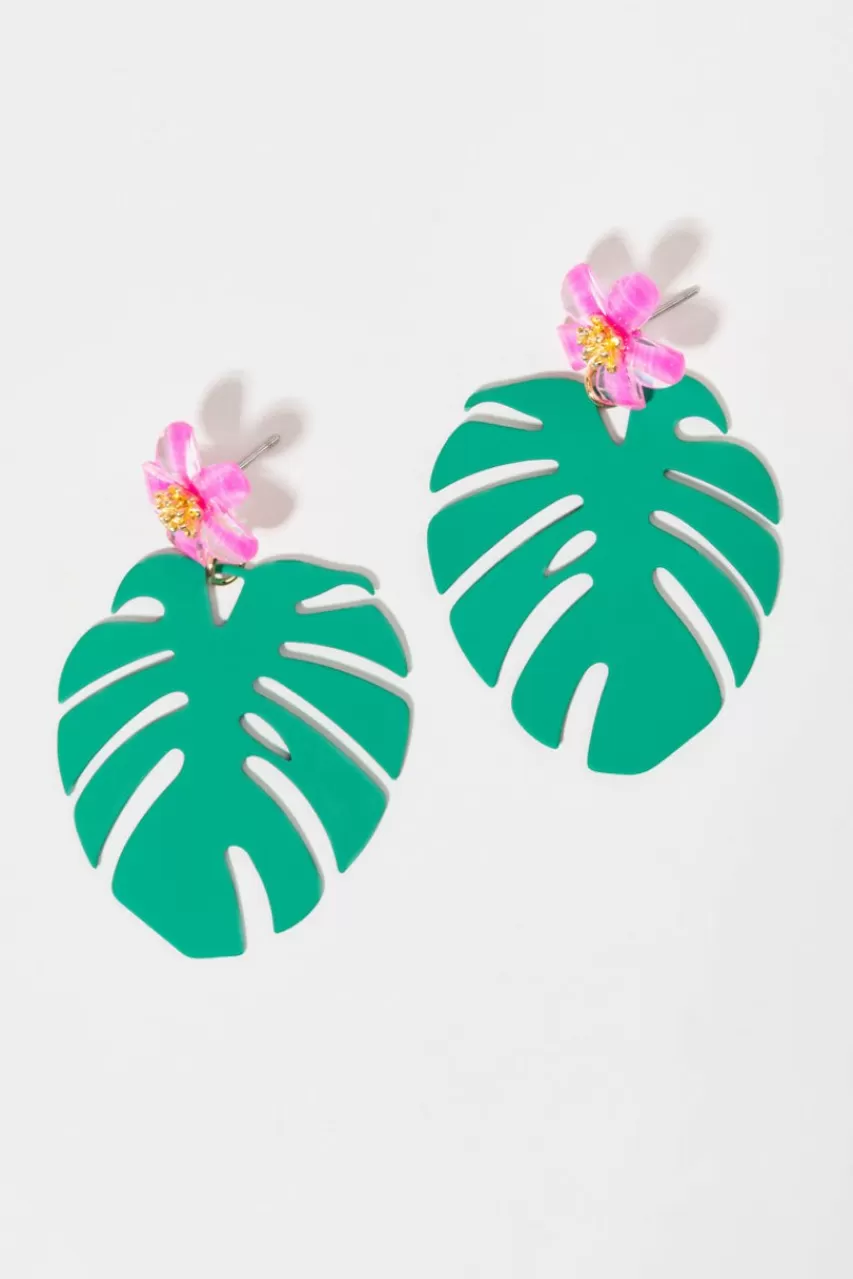 Francesca's Madeline Monstera Leaf Earrings