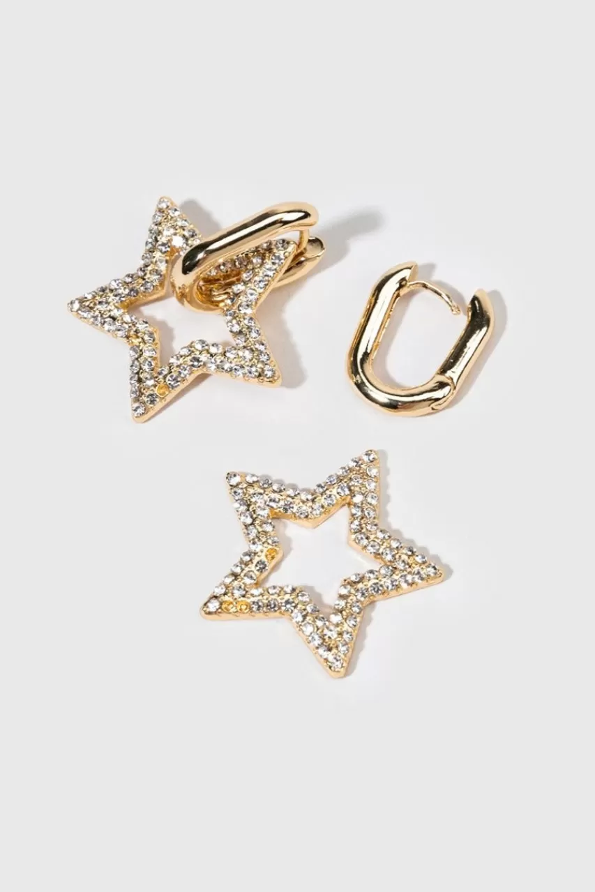 Francesca's Madison Interlock Pave Star Charm Drop Earrings