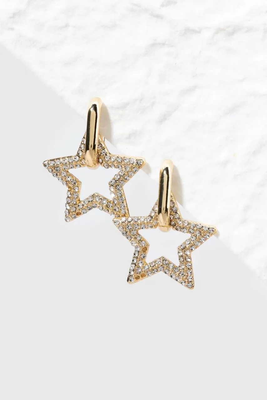 Francesca's Madison Interlock Pave Star Charm Drop Earrings