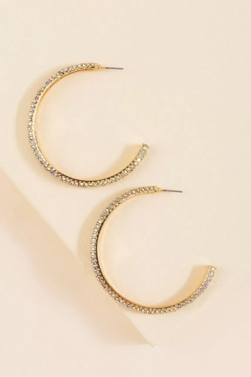 Francesca's Maeve Pave Crystal Hoop Earrings