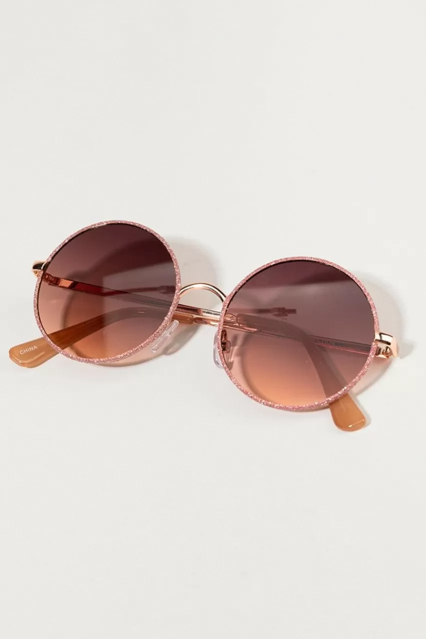 Francesca's Maggie Round Glitter Sunglasses