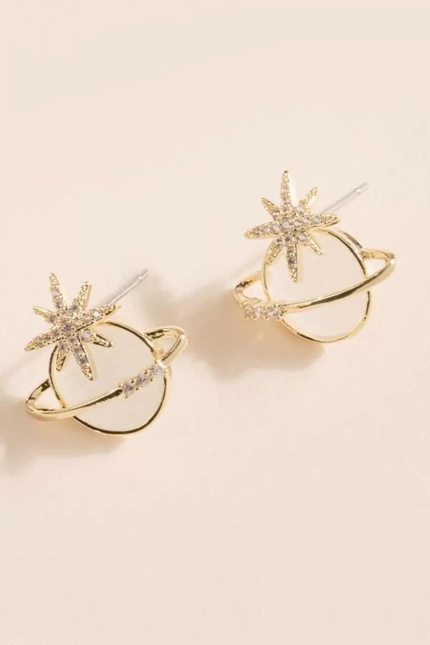 Francesca's Malin Crystal Saturn Stud Earrings