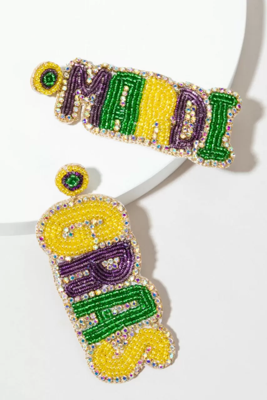 Francesca's Mardi Gras Seedbead Chandelier Earrings