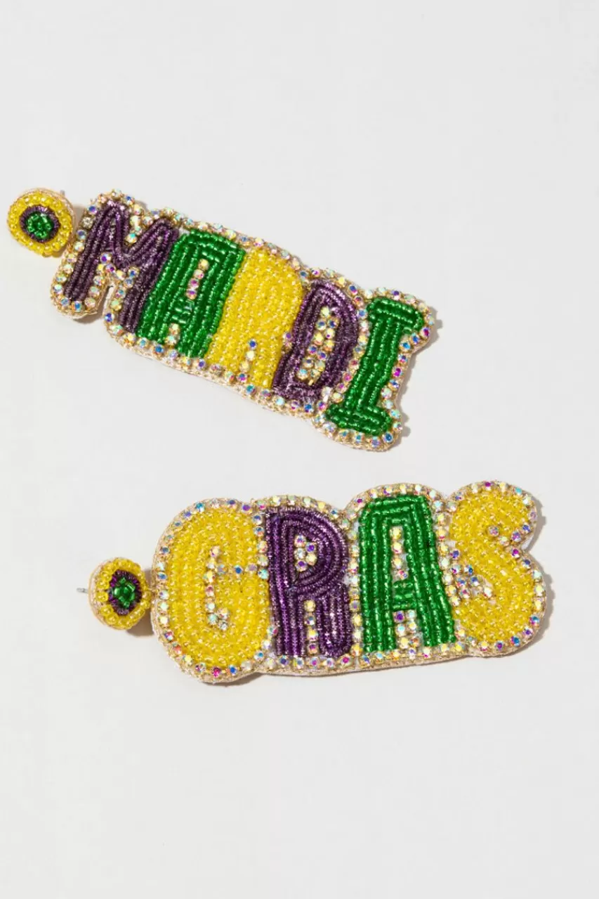 Francesca's Mardi Gras Seedbead Chandelier Earrings