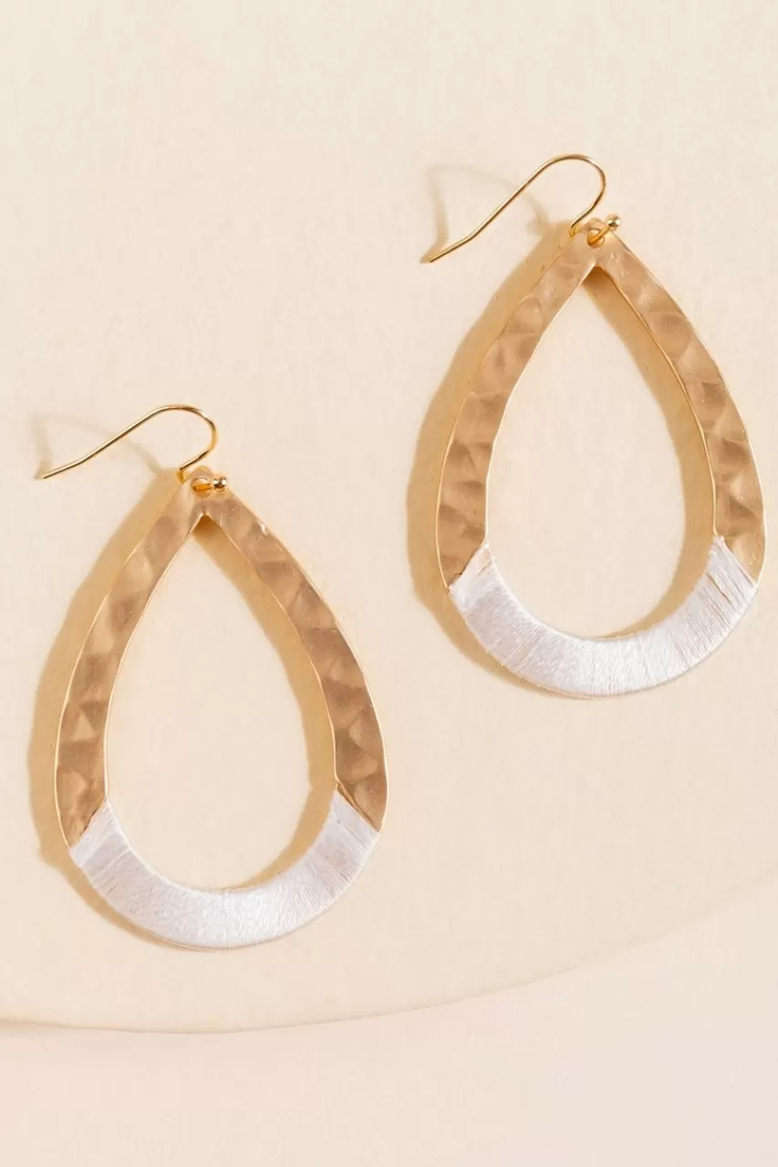 Francesca's Mariah Hammered Teardrop Hoop Earrings