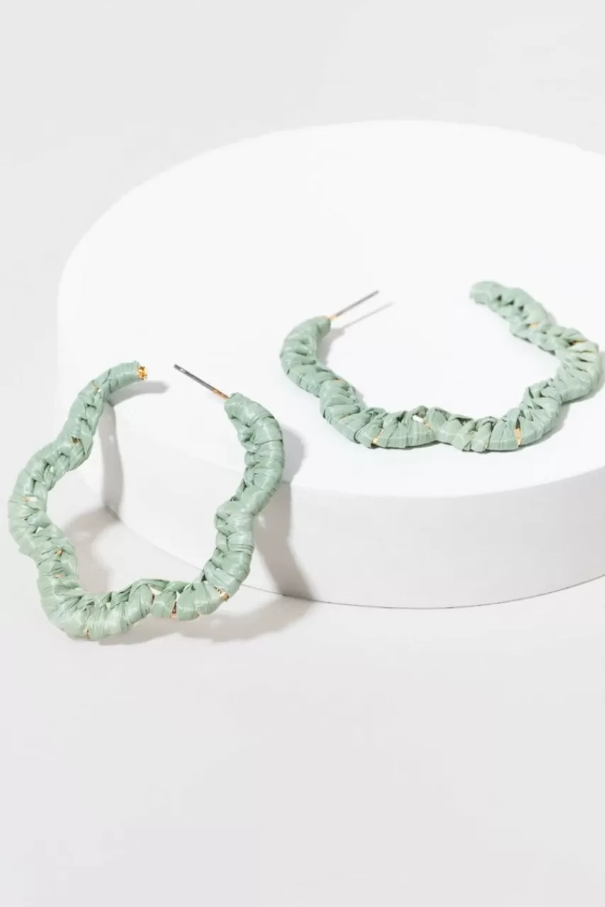 Francesca's Marilyn Raffia Flower Hoop Earrings