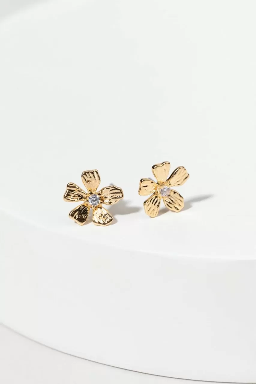 Francesca's Marisa And Crystal Textured Flower Studs