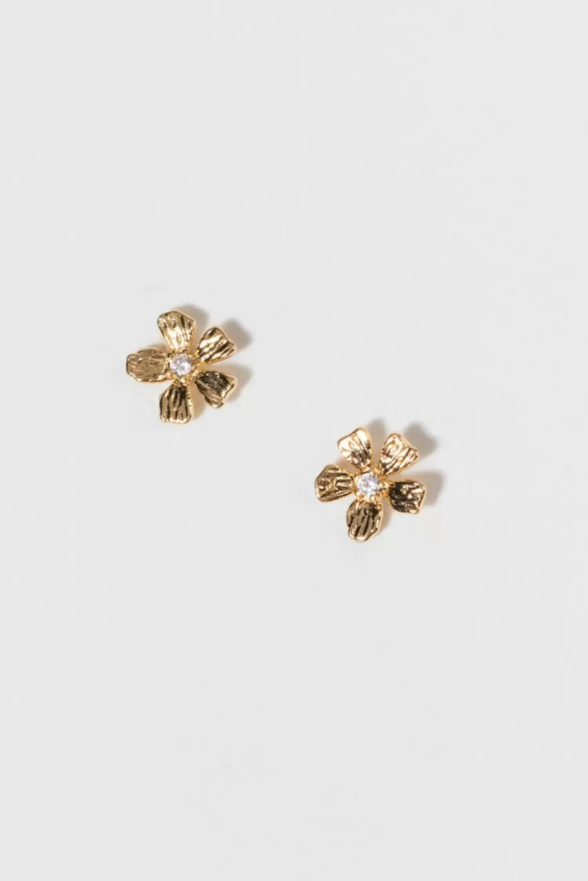 Francesca's Marisa And Crystal Textured Flower Studs