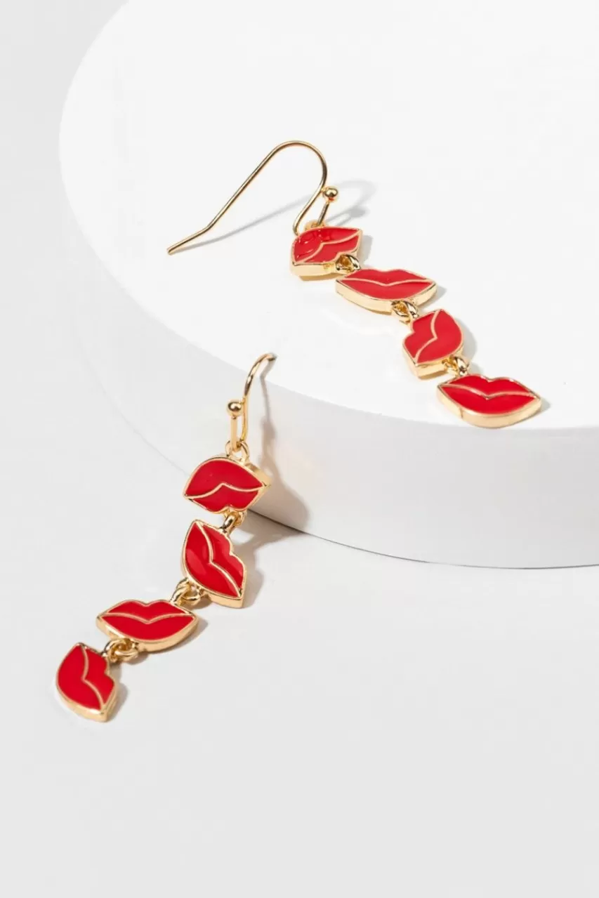 Francesca's Marlene Enamel Lips Earrings