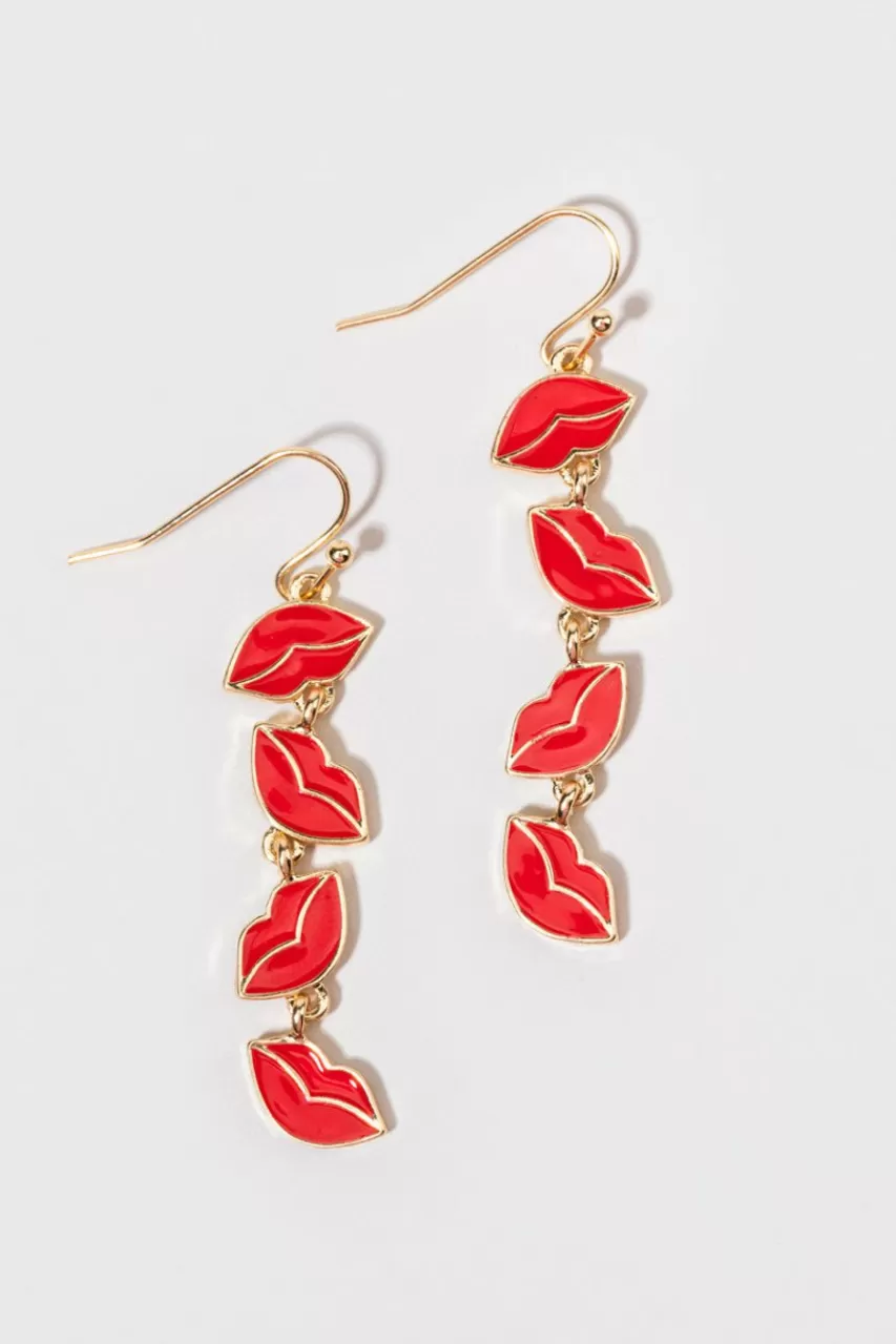 Francesca's Marlene Enamel Lips Earrings