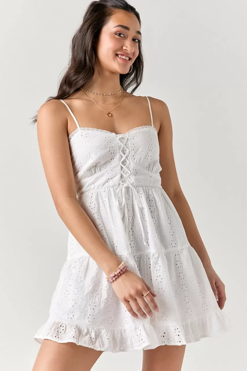 Francesca's Marta Tie Front Eyelet Mini Dress