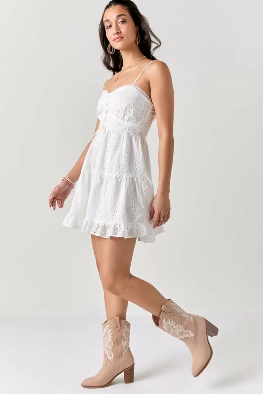 Francesca's Marta Tie Front Eyelet Mini Dress