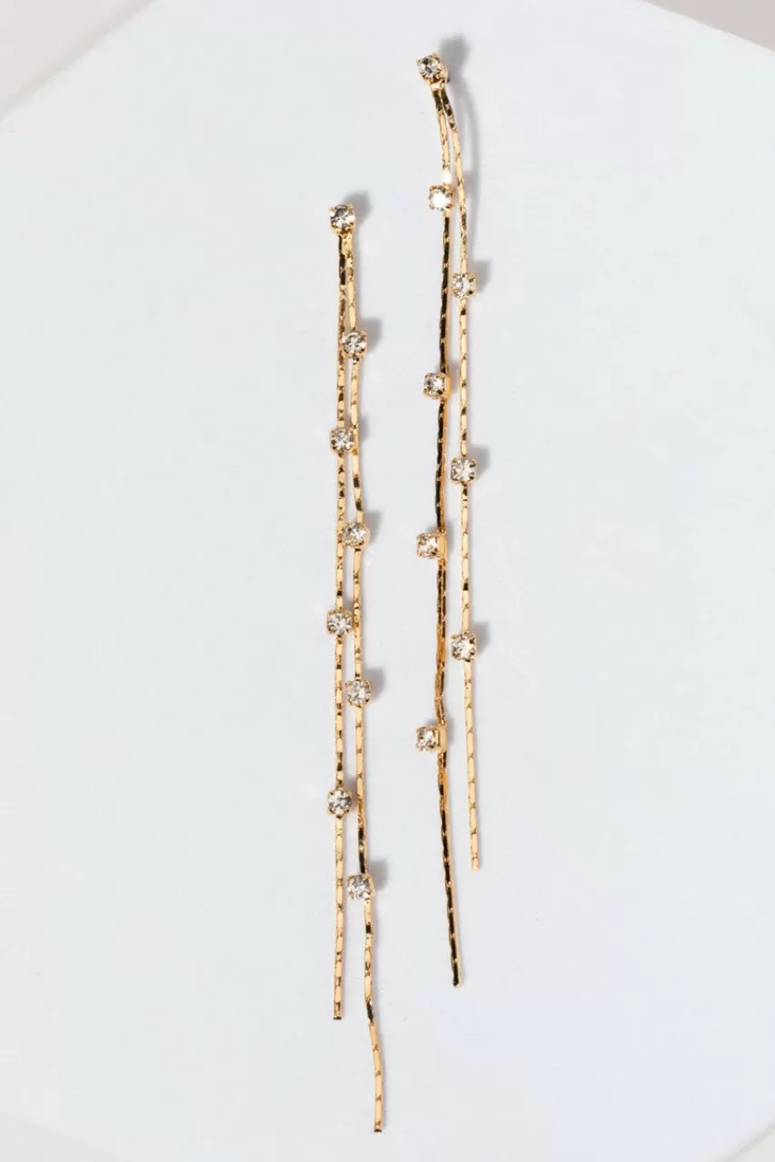 Francesca's Martha Crystal Station Metal Thread Drop Earrings