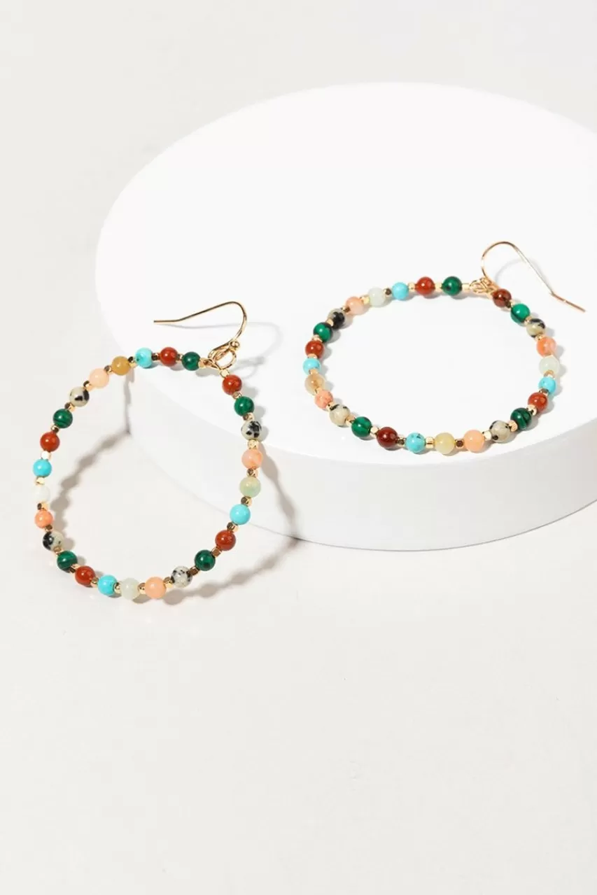 Francesca's Maya Semi Precious Stone Bead Circle Drop Earrings