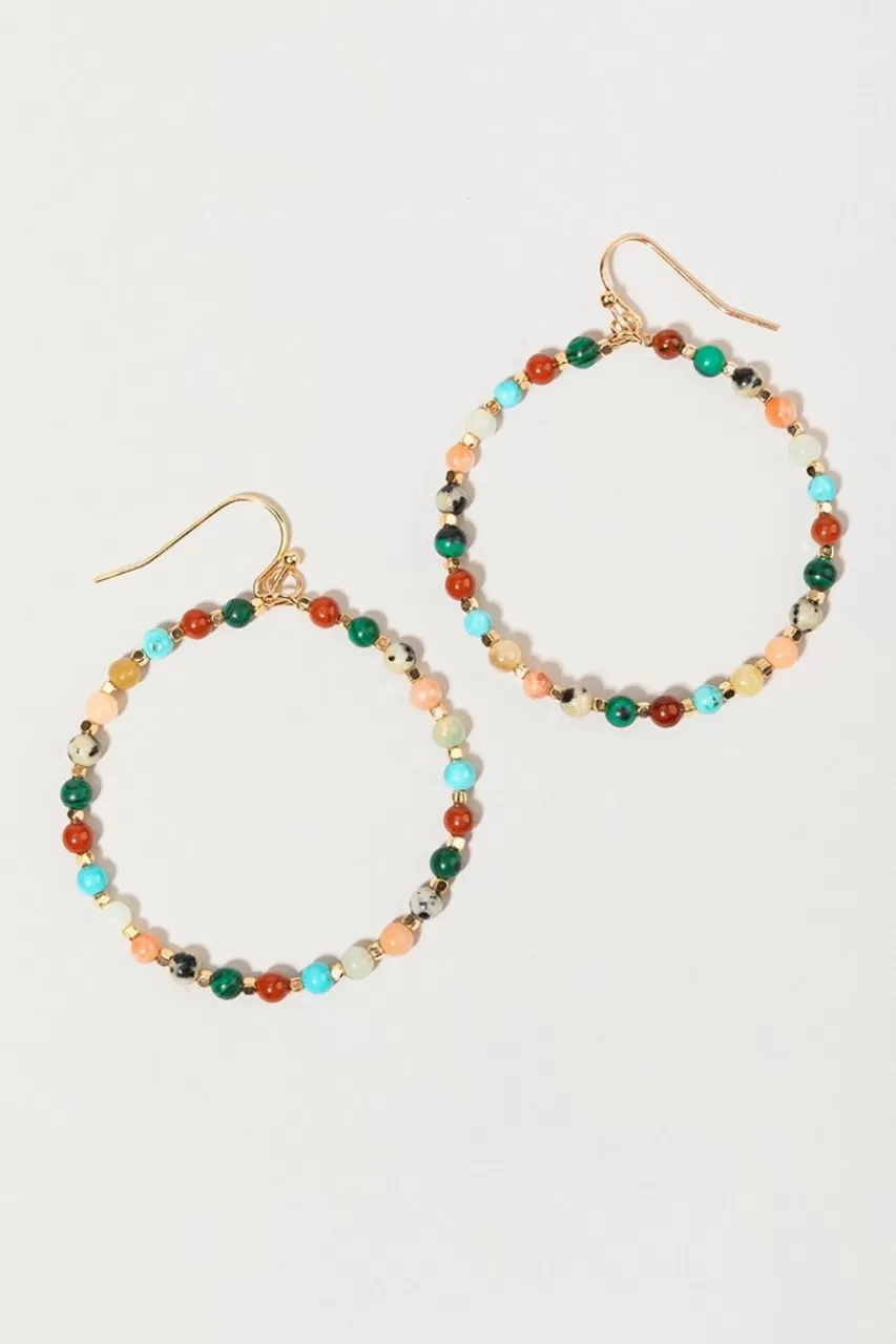 Francesca's Maya Semi Precious Stone Bead Circle Drop Earrings