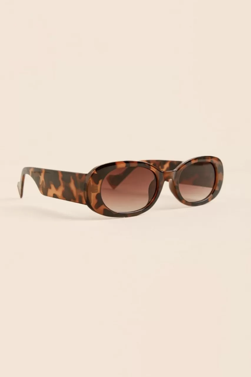 Francesca's Maybel Narrow Oval Frame Sunglasses