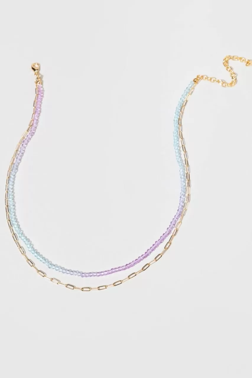 Francesca's Meagan Ombre Bead And Paperclip Necklace