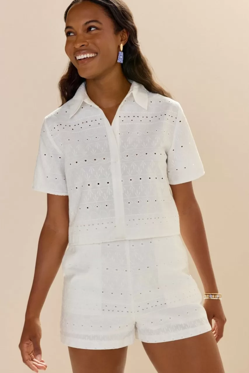 Francesca's Michayla Embroidered Button Down Top