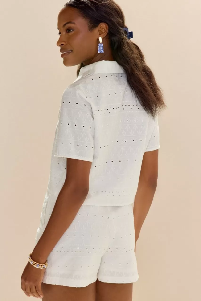 Francesca's Michayla Embroidered Button Down Top