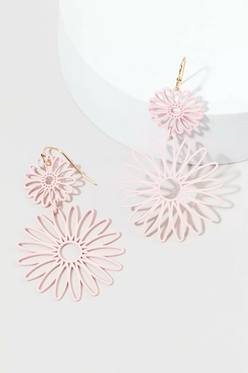 Francesca's Millie Painted Flower Drop Earrings