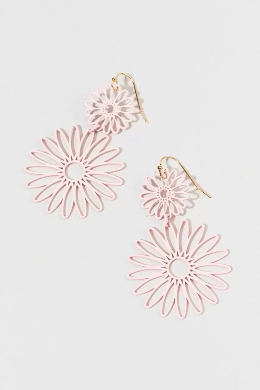 Francesca's Millie Painted Flower Drop Earrings