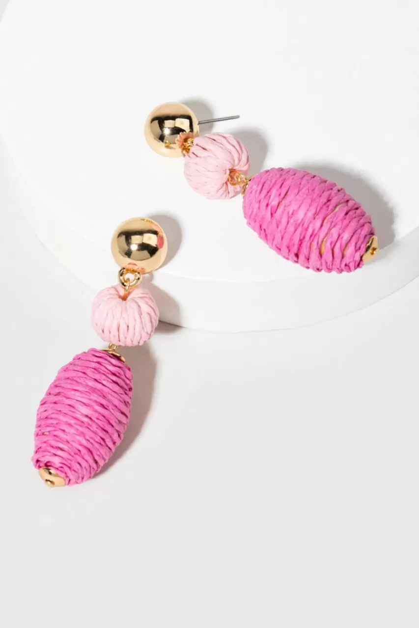 Francesca's Millie Rattan Wrapped Baubles Earrings