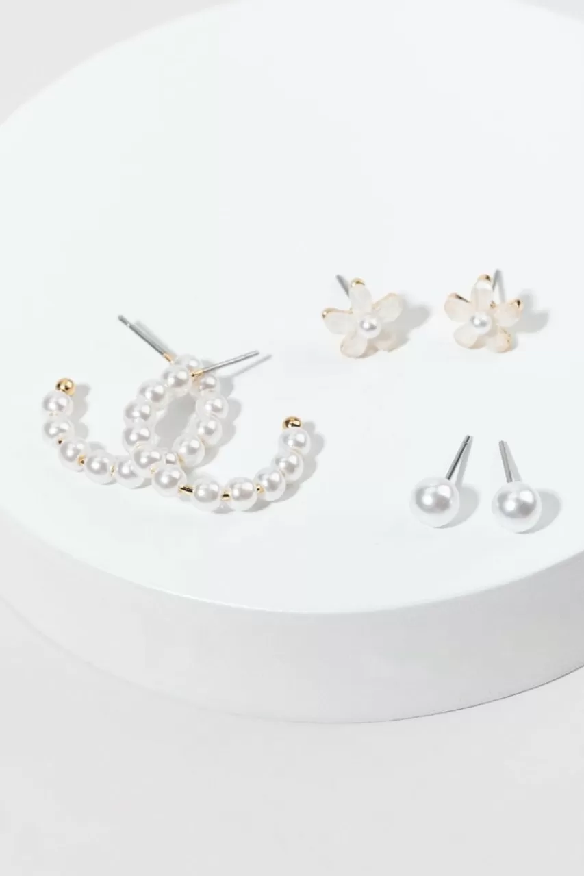 Francesca's Mira Flower Stud Hoop Earring Set