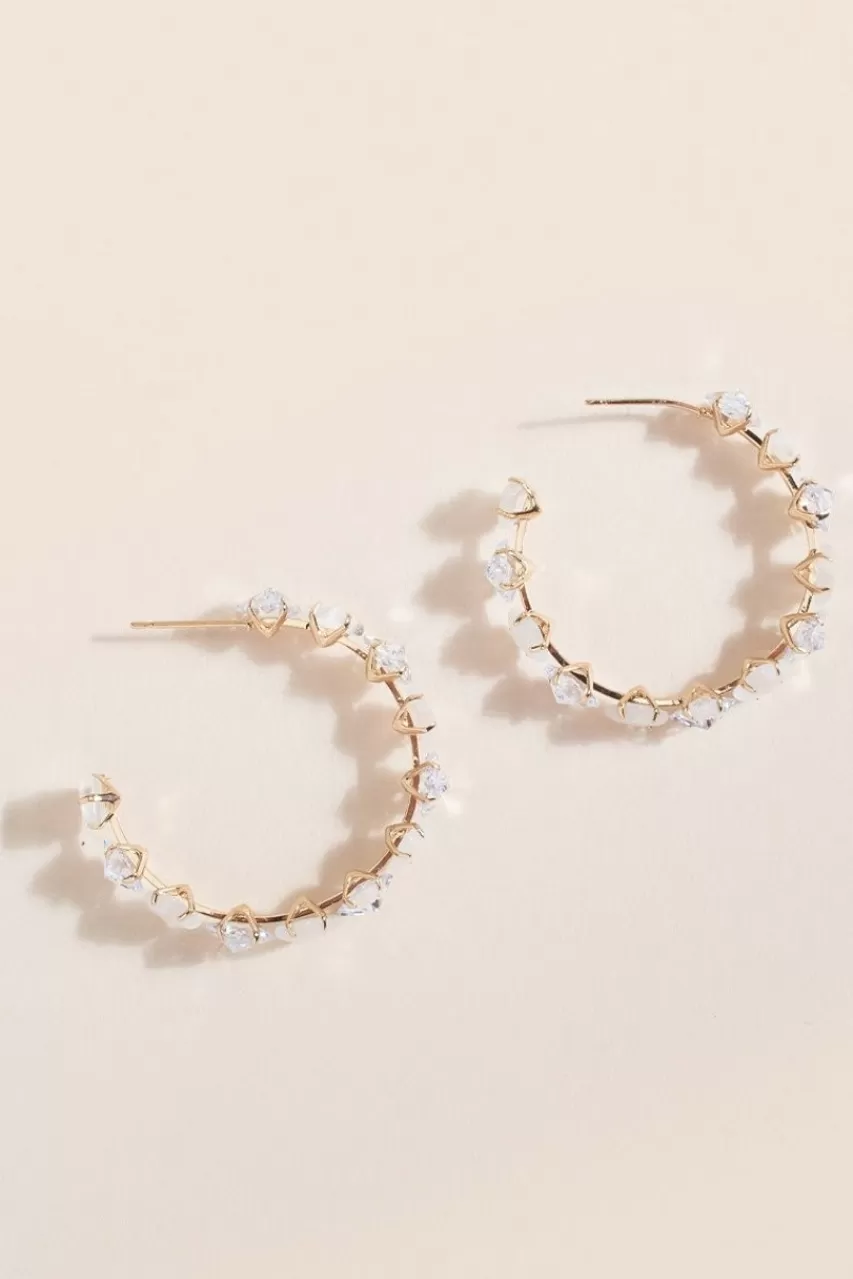 Francesca's Nadia Stone Hoop Earrings