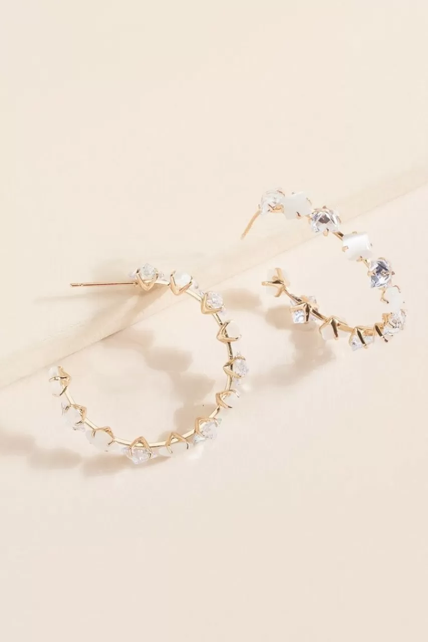 Francesca's Nadia Stone Hoop Earrings