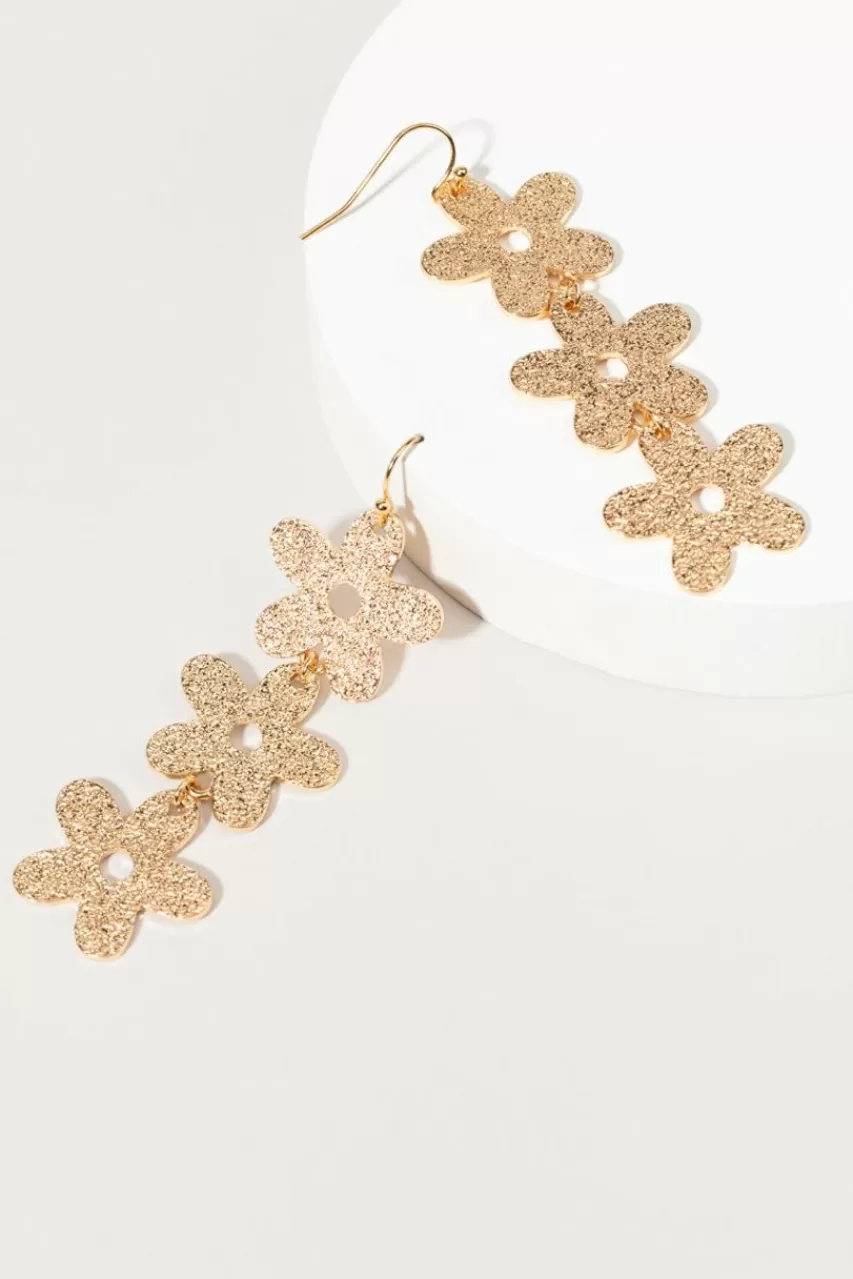 Francesca's Nanette Sandblast Flower Earrings