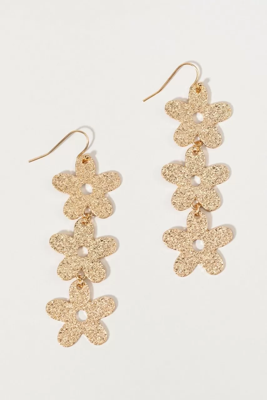 Francesca's Nanette Sandblast Flower Earrings