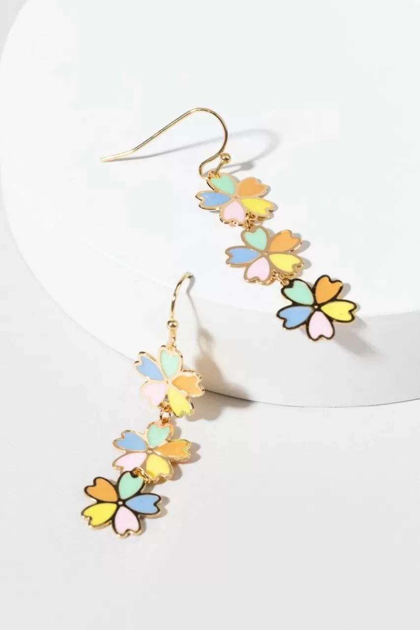 Francesca's Natalie Enamel Flower Drop Earrings