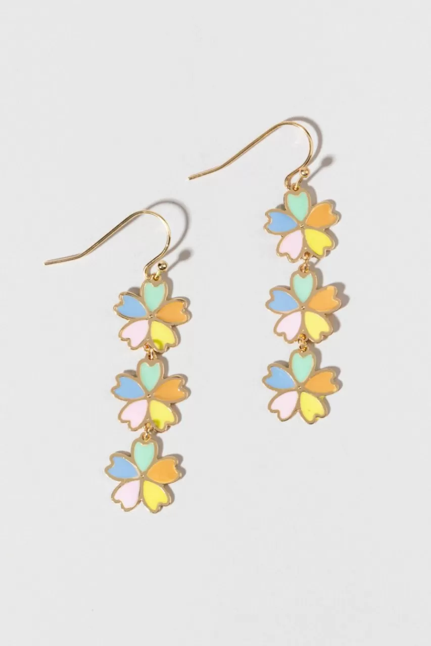 Francesca's Natalie Enamel Flower Drop Earrings