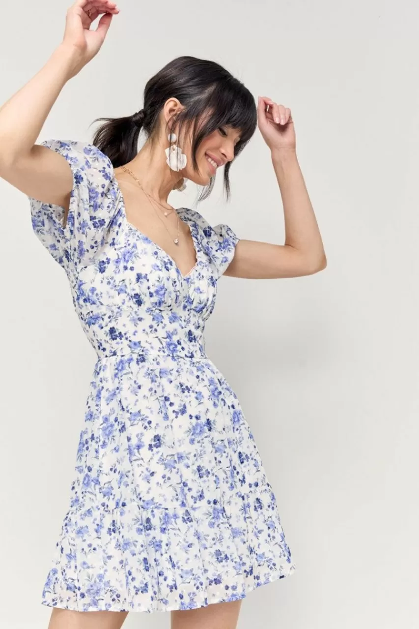 Francesca's Natalie Floral Ruched Mini Dress