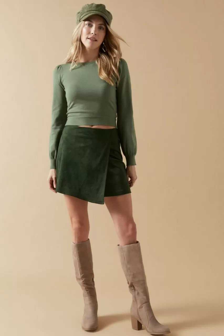 Francesca's Nellie Suede Overlap Mini Skirt