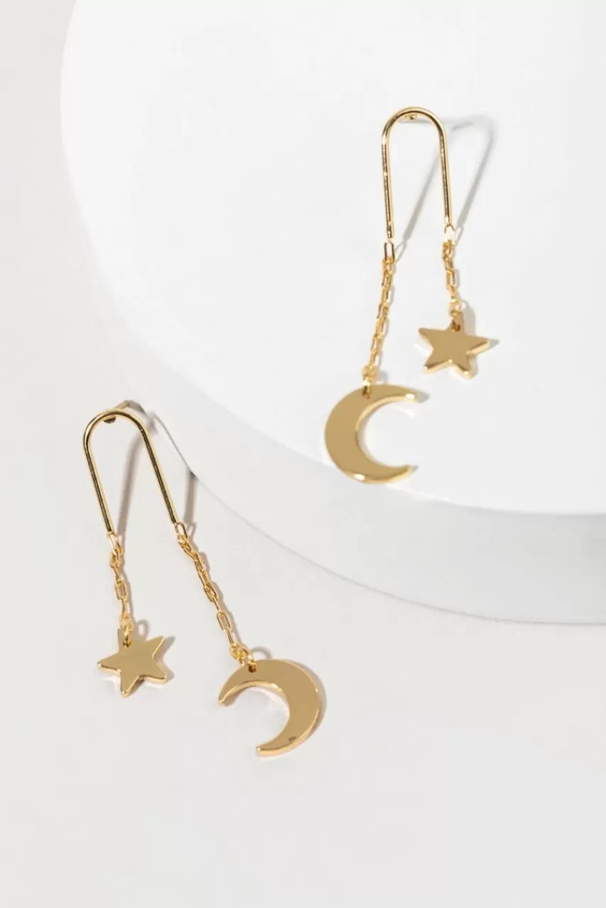 Francesca's Nessa Moon And Stars Dainty Arch Earrings